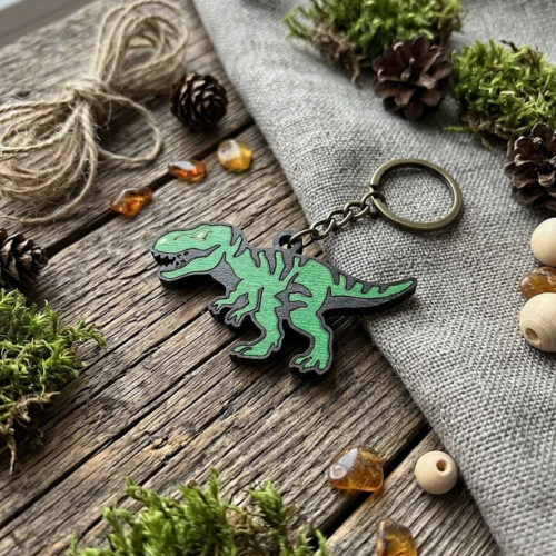 Drewniany brelok / wisiorek T-Rex