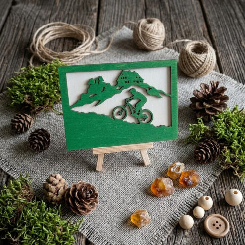 Obraz drewniany Rowerzysta MTB